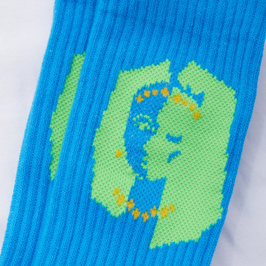 detail on brazil blue socks