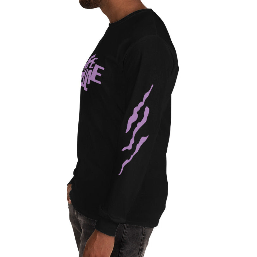 Rhythm and Flow long sleeve in black with purple logo